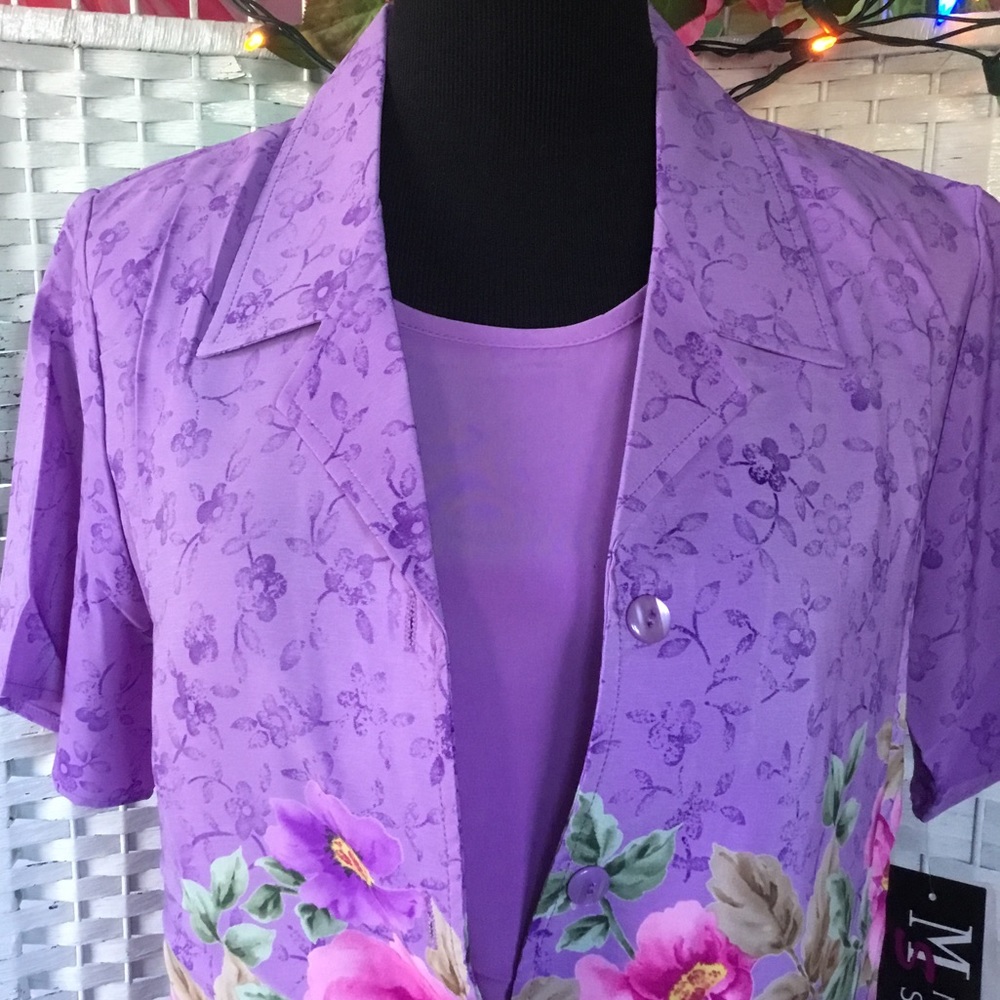 💜🌺🌸 Maggie Sweet Purple Floral Top & Solid Purple Tank S  NWT NOS 🌸🌺💜 - Picture 4 of 12